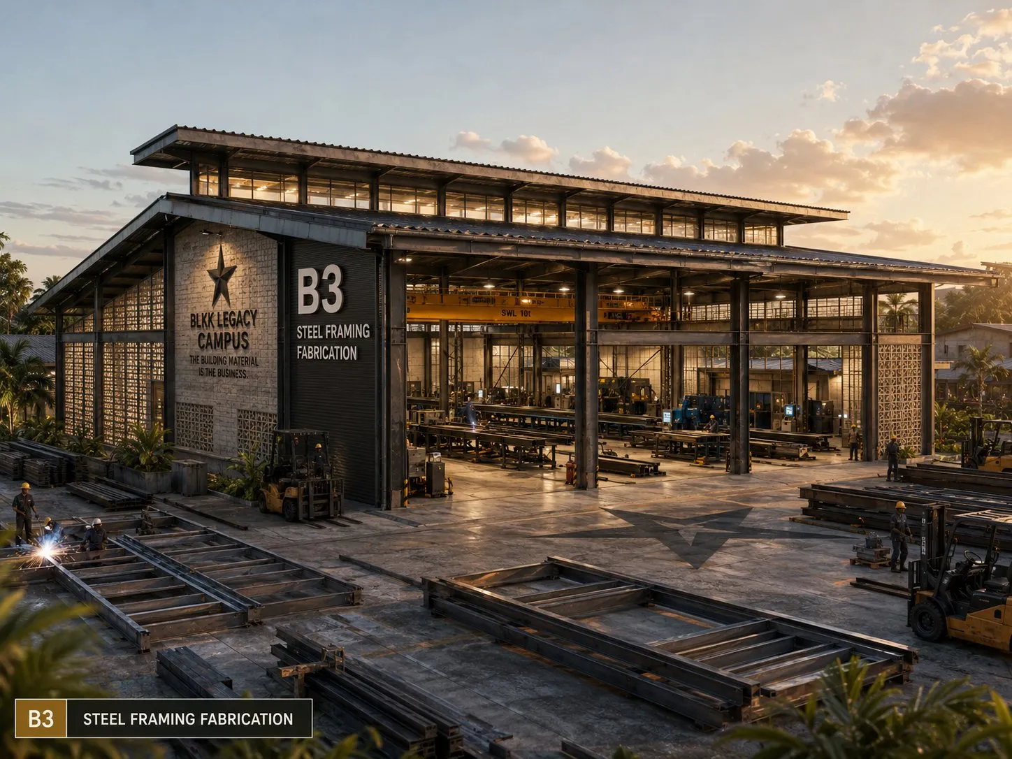 Concept rendering — B3 · Steel Framing Fabrication
